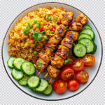 تصویر دوربری شده برنج و جوجه کباب