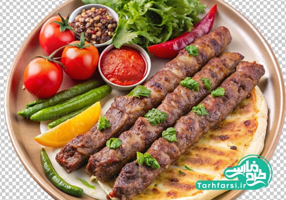 تصویر دوربری شده کباب و گوجه