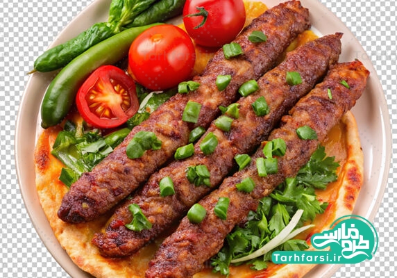 تصویر دوربری شده کباب و گوجه