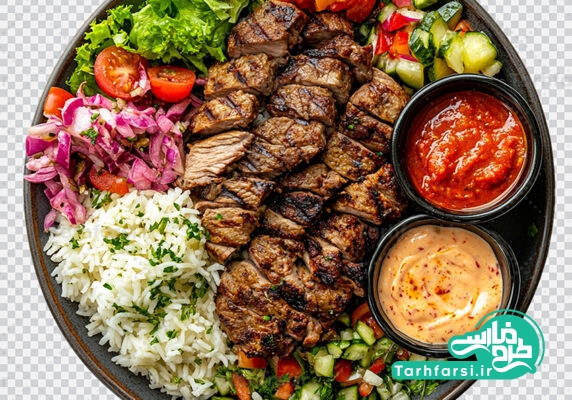 تصویر دوربری شده برنج و کباب