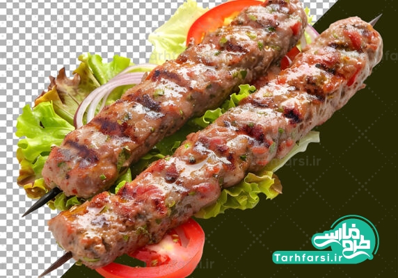 تصویر دوربری شده کباب و گوجه